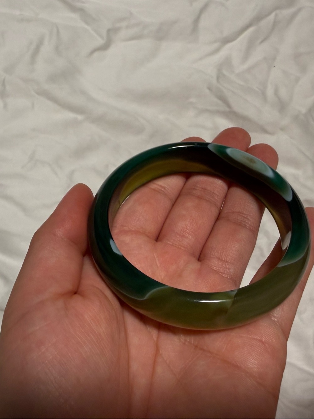 Green Marbled Resin Bangle Bracelet - Women’s Accessories